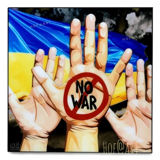 รูปภาพ NO WAR ต่อต้านสงคราม ยูเครน Ukraine Russia รัสเซีย รูปภาพ​ติด​ผนัง​ pop art กรอบรูป แต่งบ้าน