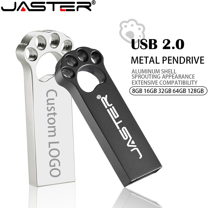 Jaster แฟลชไดรฟ์ USB 2.0 128GB 64GB รูปอุ้งเท้าหมี 32GB 16GB 8GB 4GB