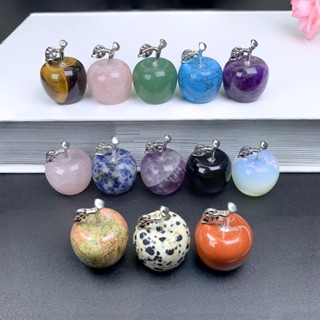เครื่องประดับ จี้คริสตัลธรรมชาติ แกะสลักรูปแอปเปิ้ล สําหรับตกแต่งบ้าน