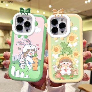 Compatible With iPhone 14 13 12 Pro Max Plus เคสไอโฟน สำหรับ Cartoon Flower Girl เคส เคสโทรศัพท์ เคสมือถือ Shockproof Casing