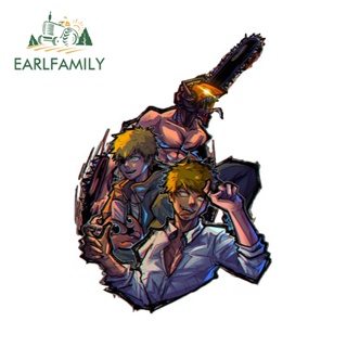 Earlfamily สติกเกอร์ไวนิล ลายการ์ตูนอนิเมะ Chainsaw Man ป้องกันรอยขีดข่วน สําหรับติดตกแต่งหน้าต่างรถยนต์ แล็ปท็อป 13 ซม. x 9.1 ซม.