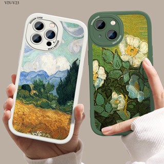 VIVO V23 V25 V25E V23E V11I V5 V5S V15 V9 S1 Pro Lite 5G เคสวีโว่ สำหรับ Case Leather Cartoon Artistic oil painting เคส เคสโทรศัพท์ เคสมือถือ Case Back Cover Shockproof Casing