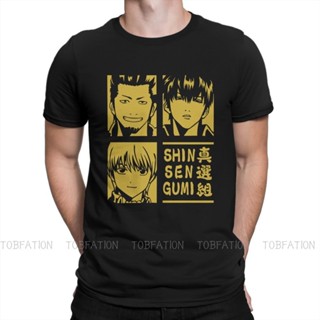 เสื้อยืดผ้าฝ้ายพิมพ์ลายขายดี Gintama เสื้อยืดลําลอง แขนสั้น พิมพ์ลาย Shinsengumi Kondou Hijikata Okita สําหรับผู้ชา_07