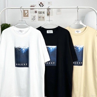 🔥พร้อมส่ง🔥 D37-เสื้อยืด Oversize SILENT ผ้าCotton100% เสื้อยืดFreesize เสื้อยืดทรงเกาหลี เสื้อยืดมินิมอล