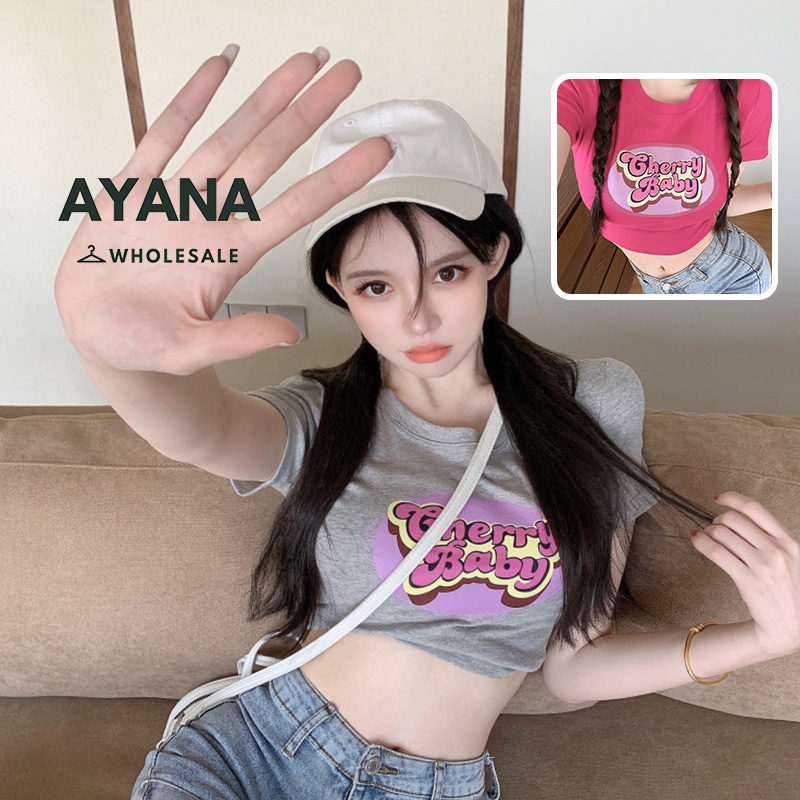 เสื้อครอป สไตล์แฟชั่น สำหรับผู้หญิง เนื้อผ้านุ่มสบาย เสื้อครอป cherry ใส่สบาย