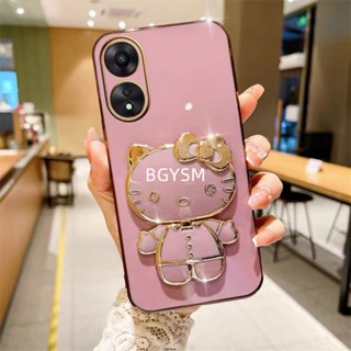 พร้อมส่ง ใหม่ เคสโทรศัพท์มือถือ กันกระแทก ลายการ์ตูนแมวน่ารัก พร้อมขาตั้ง พับได้ สําหรับ OPPO A38 4G 2023 A384G