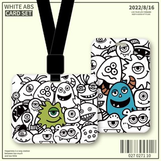 กระเป๋าใส่บัตร ป้องกันรอย ลายการ์ตูนมอนสเตอร์ พร้อมเชือกคล้อง สําหรับนักเรียน