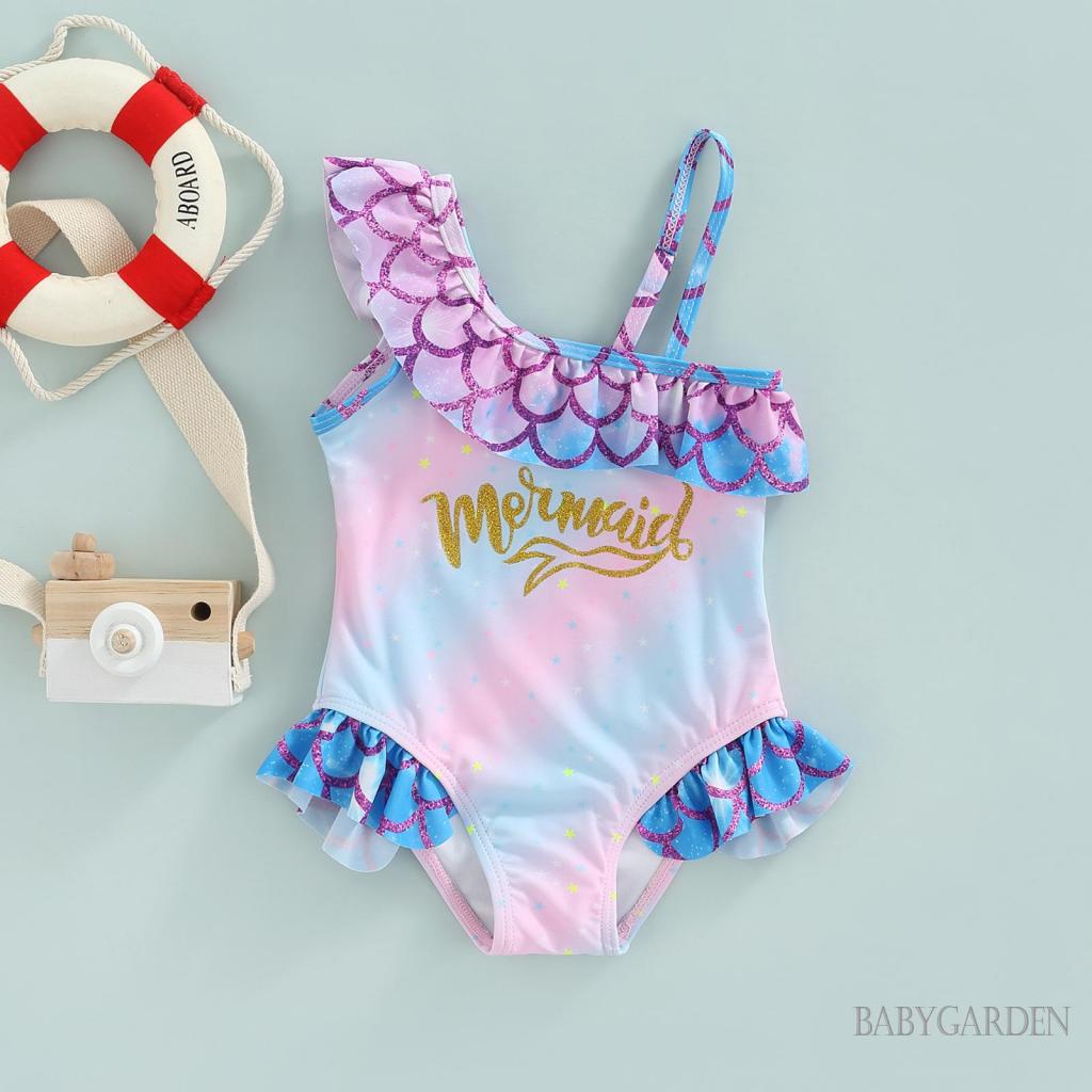 Babygarden-9 เดือน -4 ปี เด็กผู้หญิง วันพีช บิกินี่ เกล็ดปลา ชุดว่ายน้ําย่น