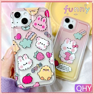 ใหม่ เคสโทรศัพท์มือถือแบบใส ลายการ์ตูนกระต่าย สตรอเบอร์รี่ ลูกเจี๊ยบน่ารัก สําหรับ iphone 6s 7 8 plus XR 11 12 13 14 pro max