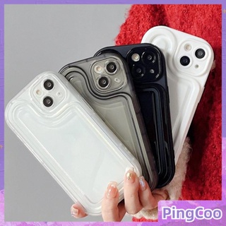 PingCoo - Simple Case For iPhone 14 13 12 11 Plus Pro Max XR TPU Soft Clear Case Glossy Black White Airbag Camera Protection Shockproof Back Cover