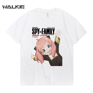 Walkie เสื้อยืดแขนสั้น พิมพ์ลายอนิเมะ Spy X Family Anya ทรงหลวม แฟชั่นฤดูร้อน สําหรับครอบครัว_03