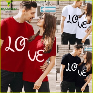 เสื้อยืดแขนสั้น พิมพ์ลาย LOVE เหมาะกับของขวัญวันวาเลนไทน์ แฟชั่นฤดูร้อน สําหรับผู้หญิง และผู้ชาย (S-3XL)_02