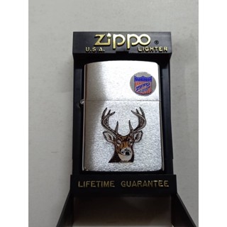 ZIPPO ANIMAL SERIES ผลิตปี1991 สีเงิน ผิวโครเมี่ยมขัดด้าน ลายแบบสกรีนรูปกวาง  ของใหม่ไม่ผ่านการใช้งาน เก็บเก่า ของแท้