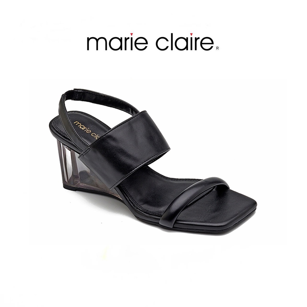 Bata บาจา ยี่ห้อ Marie Claire Solid Glamour Collection รองเท้าส้นสูงรัดส้น ดีไซน์เรียหบรู สูง 2.5 นิ้ว ส้นเตารีด สำหรับผู้หญิง รุ่น Lissie สีดำ 6706206