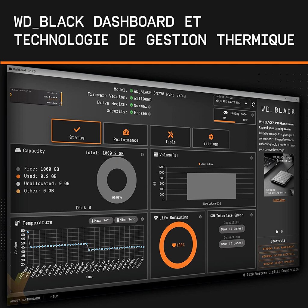WD SSD M.2 NVMe WD BLACK SN770 500GB GEN 4.0 (WDS500G3X0E)
