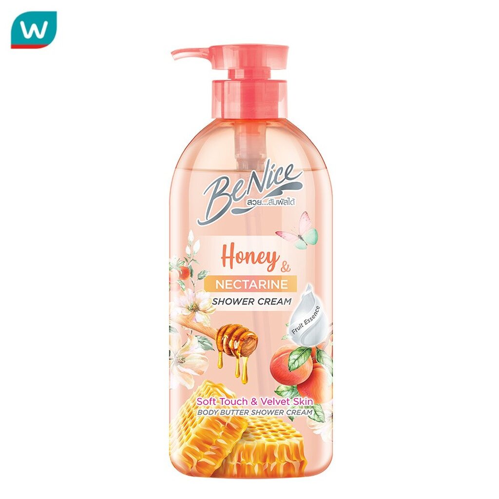 Benice บีไนซ์ ชาวเวอร์ ครีม ฮันนี่ แอนด์ เนคทารีน บอดี้ บัตเตอร์ 450 มล. ครีมอาบน้ำ ชุ่มชื่น