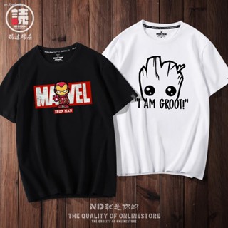 คุณภาพดี▤Tide แบรนด์ Marvel ร่วม Iron Man กัปตันอเมริกาแขนสั้นผู้ชายเสื้อยืดผ้าฝ้ายในหลวมเสื้อผ้าผู้ชาย_07