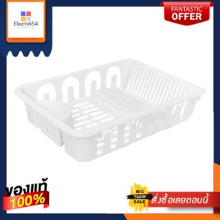 ที่คว่ำจานพลาสติกพร้อมที่ใส่ช้อน 1 ชั้น KASSA HOME รุ่น KPC ขนาด 47 x 36 x 10 ซม. สีขาวPlastic Dish Drainer with 1 Tier