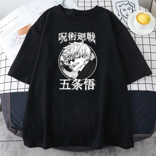 เสื้อยืด ทรงหลวม พิมพ์ลายอนิเมะ Jujutsu Kaisen Gojo Satoru สไตล์ฮาราจูกุ_02