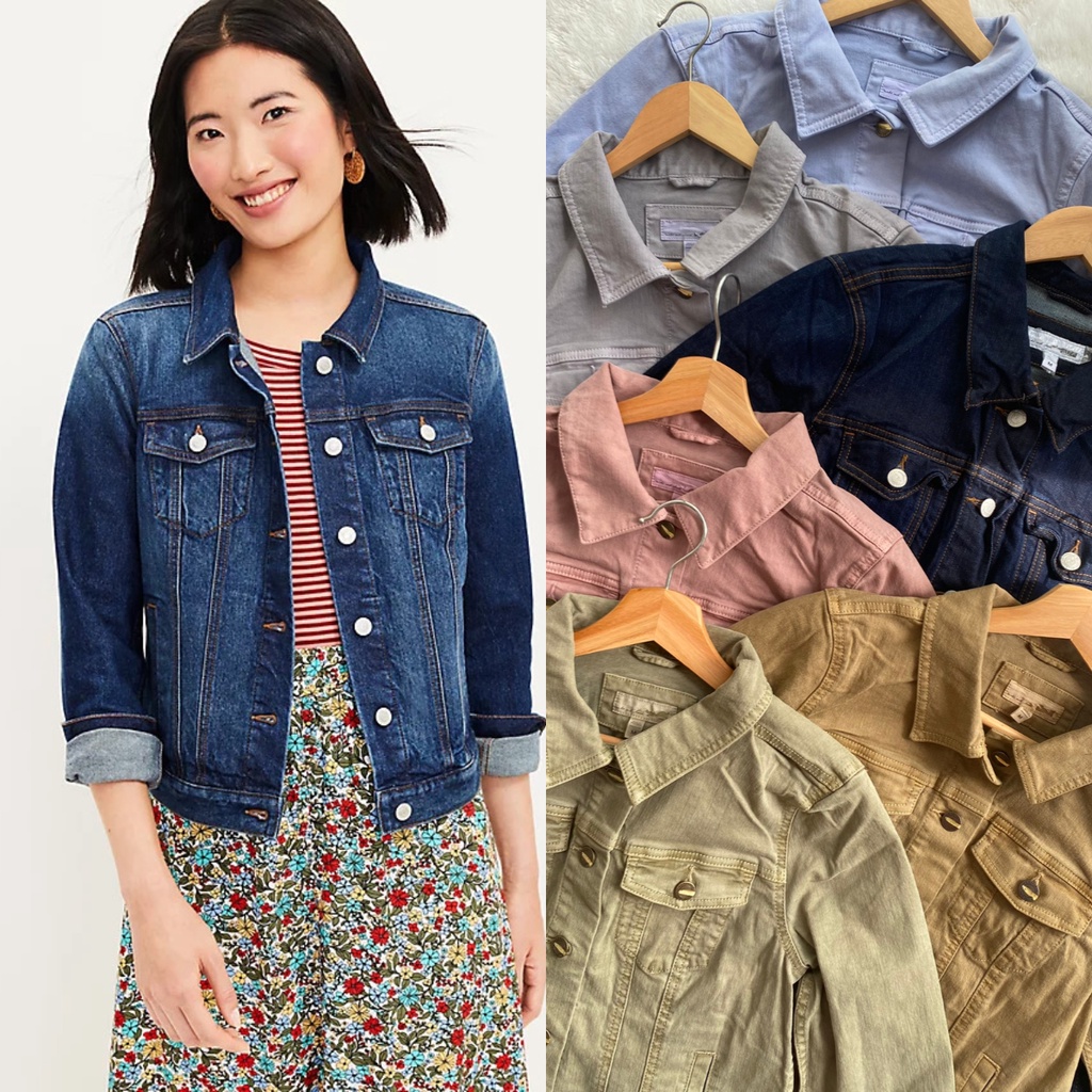 Loft Women& 39;s Denim Jacket Denim Trucker Jacket [ตอนที่ 2]