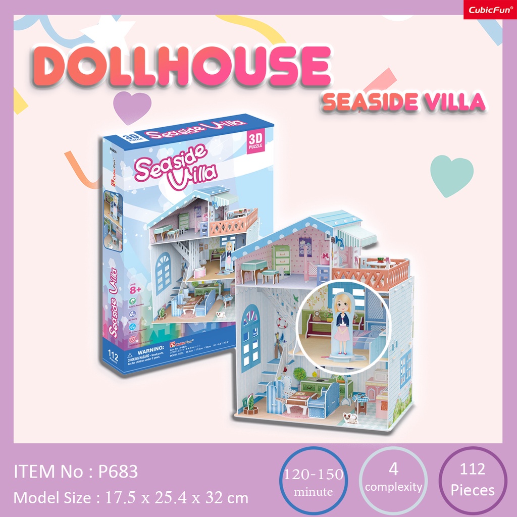 จิ๊กซอว์ 3 มิติ บ้านตุ๊กตา ซีไซด์วิลล่า Seaside Villa P683 แบรนด์ Cubicfun ของแท้ 100% สินค้าพร้อมส่