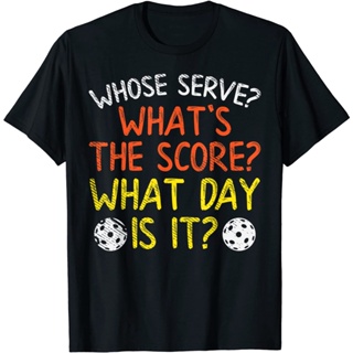 ใหม่ เสื้อยืดลําลอง แขนสั้น พิมพ์ลาย Whose Serve What Score Day แฟชั่นสําหรับผู้ชาย