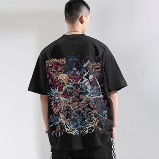 Attack On Titan Anime Tshirt For Men Oversized Black Front Back Printed Shirt Clothes_07
