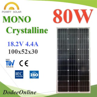 .แผงโซลาร์เซลล์ 80W MONO Crystalline Solar PV Module 18V กรอบอลูมิเนียม Powitt รุ่น MONO-80W DD