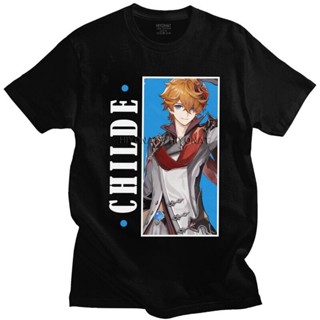 Men t shirt Genshin Impact Childe Tshirt  Short Sleeve Summer T Shirt Novelty Game Anime s Fitted 100% Graphic Tee_03