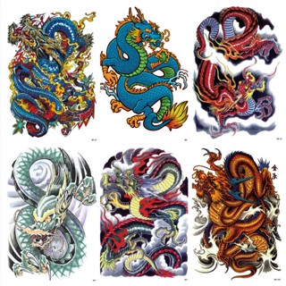 รอยสักชั่วคราว ลายมังกรงู กันน้ํา หลากสี สําหรับผู้ชาย และผู…