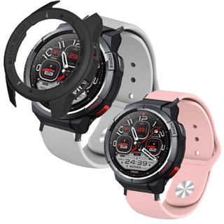 สายเปลี่ยน สําหรับ Mibro Watch GS Smart Watch สายนาฬิกาข้อมือซิลิโคน สําหรับ Mibro GS Smart Watch Strap พร้อมเคสป้องกัน สีดํา