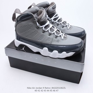 รองเท้ากีฬา รองเท้าบาสเก็ตบอล Air Jordan 9 Retro "Grey Cool" สําหรับผู้ชาย aj9 302370-015 Hfi3