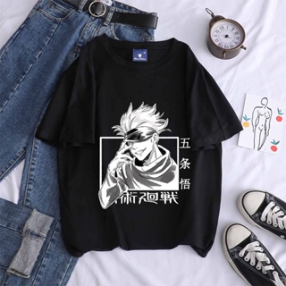 Anime Jujutsu Kaisen Gojo Satoru Printed Cotton T-shirt Oversized Unisex Harajuku Casual Wild Couple Short-sleeved _02