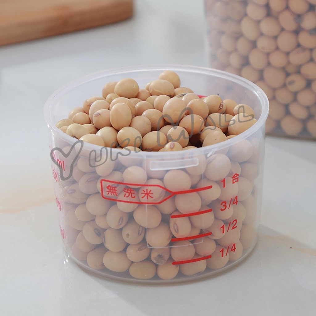 Yuki กล่องพาสติกเก็บเมล็ดข้าวสาร ทรงกระบอกน้ำ กันแมลง ความจุ 2 Kg. พร้อมถ้วยตวง Rice Container - รูปที่ 3