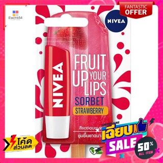 Nivea(นีเวีย) นีเวีย ลิปแคร์ ซอร์เบต์ สตรอเบอร์รี่ 4.8 ก. Nivea Lip Care Sorbet Strawberry 4.8 g.ลิปบาล์ม