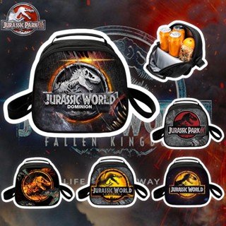 กระเป๋าใส่กล่องอาหารกลางวัน มีฉนวนกันความร้อน ลายการ์ตูนอนิเมะ Jurassic World สําหรับเด็กนักเรียนผู้ชาย และเด็กผู้หญิง