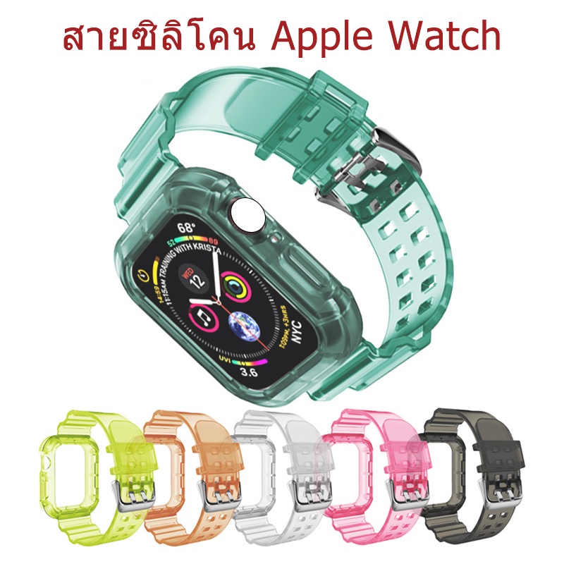 แบบใส สําหรับ for iWatch Series11 10 9 8 7 6 5 4 3 2 1 ultra49mm45mm46mm44mm42mm41mm40mm38mm ซิลิโคนนิ่ม สายนาฬิกาข้อมือ