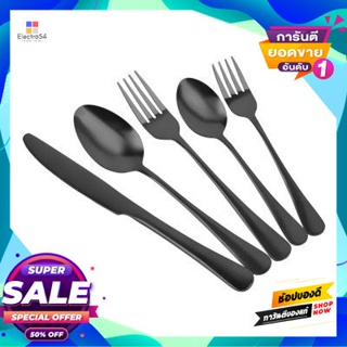 Home ชุดช้อนส้อมสเตนเลส Kassa Home รุ่น Utlb-0096-1-Bl (20 ชิ้น/ชุด) สีดำ Home Stainless Steel Cutlery Set Utlb-0096-1-B