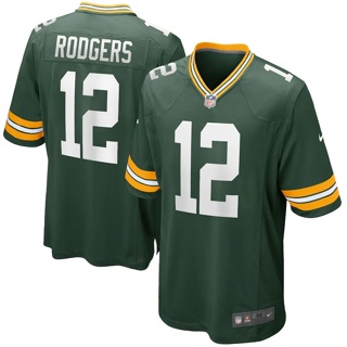 เสื้อกีฬารักบี้ ทีม NFL สีเขียว เสื้อกีฬาแขนสั้น ลายทีม Aaron Rodgers มี 12 ชิ้น