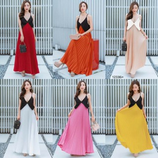 MM12336 เดรสสายเดี่ยวกระโปรงอัดพลีทและไม่อัดพลีท Camisole dresses with pleats and without pleats.