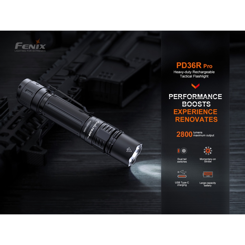 ไฟฉาย FENIX PD36R PRO RECHARGEABLE FLASHLIGHT 2800 Lumens : สินค้ารับประกัน 3 ปี