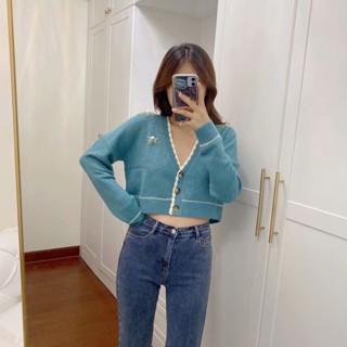 Ur ZARA เสื้อแจ็กเก็ตแขนยาว ผ้าถัก ปักลาย สไตล์ญี่ปุ่น แฟชั่นฤดูใบไม้ร่วง สําหรับผู้หญิง WL35R9DN2000