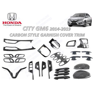 ฝาครอบตกแต่งภายในรถยนต์ แบบคาร์บอน สําหรับ Honda City GM6 2014-2019