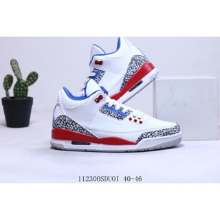 7en8 2188 Air Jordan 3AJ3 รองเท้ากีฬา รองเท้าบาสเก็ตบอล สีขาว สีแดง แฟชั่นสําหรับผู้ชาย