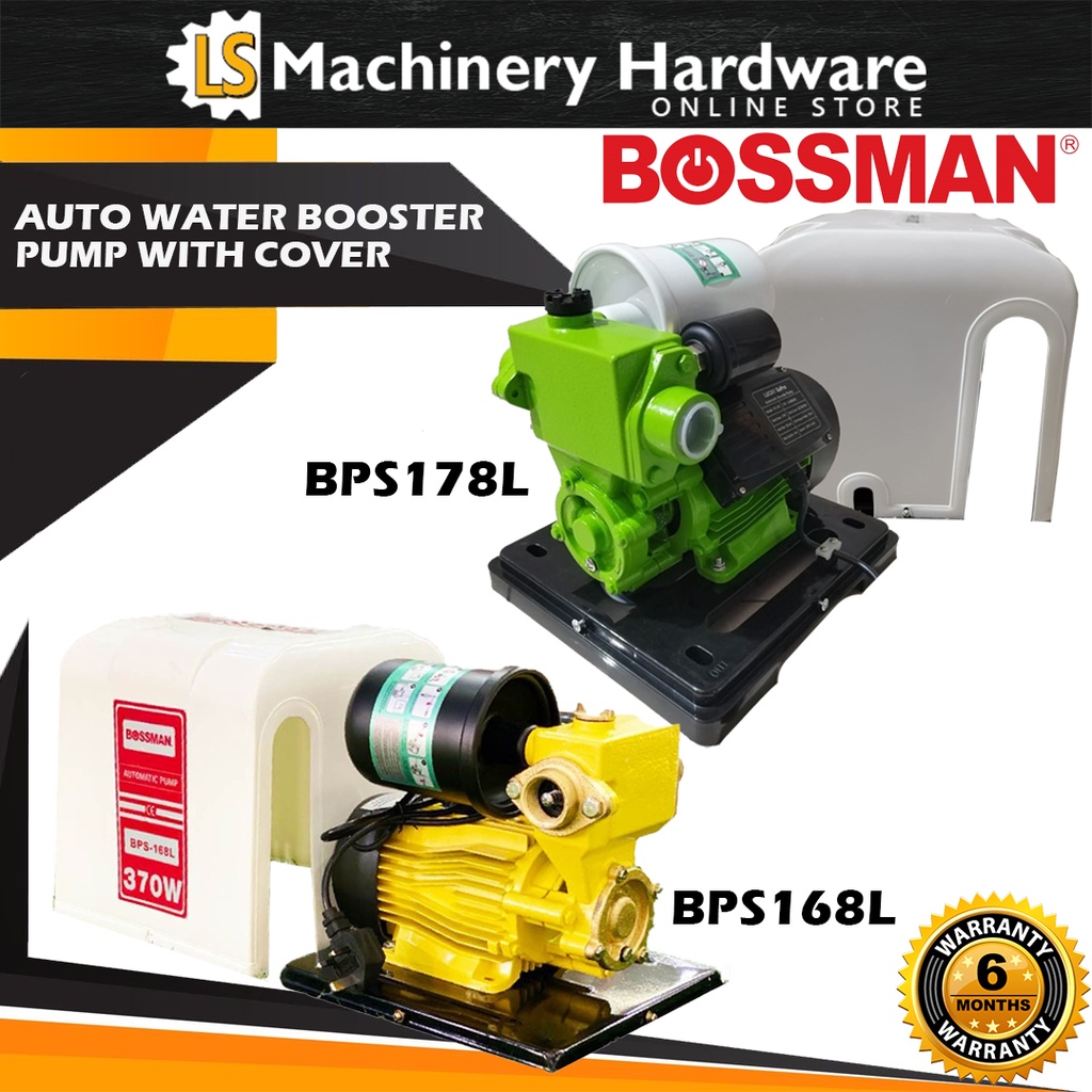 BOSSMAN 370W 0.5HP AUTO WATER BOOSTER PUMP พร้อมฝาครอบ BPS168L/BPS178L - เหมาะสําหรับใช้ในบ้าน - รับ