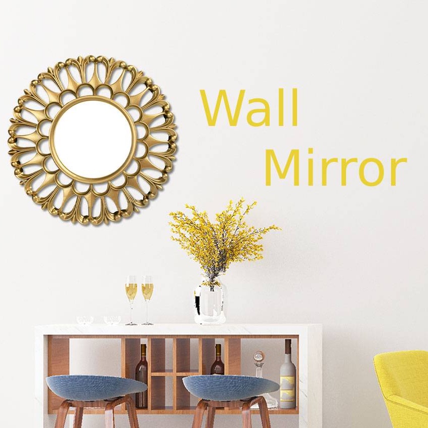[Fenteer2 3c ] Nordic Wall Mirror Gold Frame Small Mirrors for Corridor