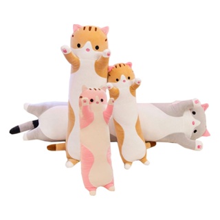 【In Stock】Cute Long Cat Plush Toy Soft Stuffed Kitten Pillow Kids Sleeping Pillow Home Decor