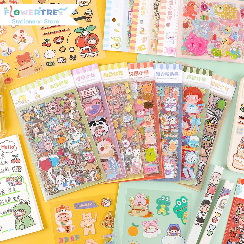 สติกเกอร์ ลายน่ารัก สําหรับตกแต่งสมุดภาพ 6 ชิ้น