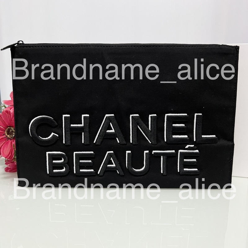 แท้💯 กระเป๋า Chanel beaute clutch ผ้าคอตตอนสีดำ