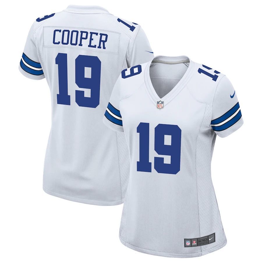 เสื้อกีฬารักบี้ ผ้ายีน ลาย NFL Dallas สไตล์คาวบอย เสื้อกีฬาแขนสั้น ลายทีม Amari Cooper 19 สําหรับผู้หญิง